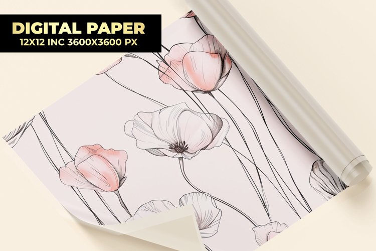 Minimalistic Flower Digital Paper example image 1