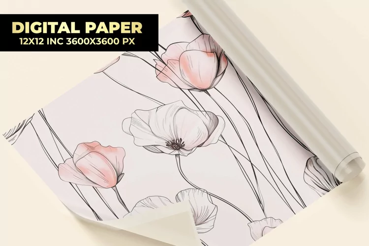 Minimalistic Flower Digital Paper