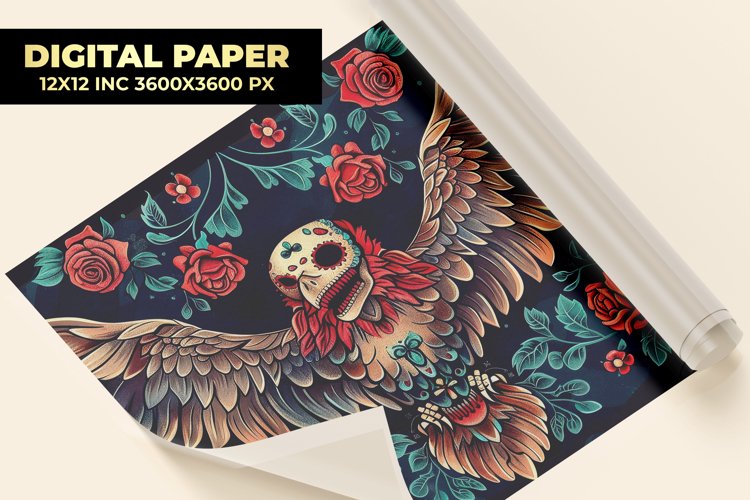 Bird With Floral Digital Paper example image 1