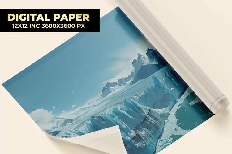 Mountain With Glacier Digital Paper