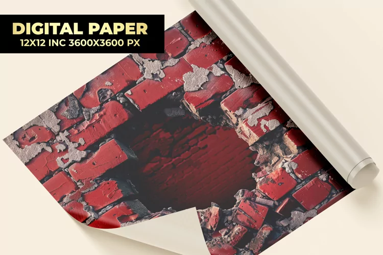 Wall With Hole Digital Paper