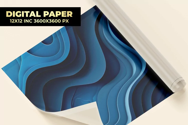 Blue Wavy Digital Paper