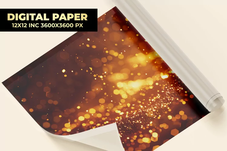 Golden Glitter Bokeh Digital Paper
