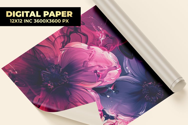 Watercolor Flower Digital Paper example image 1