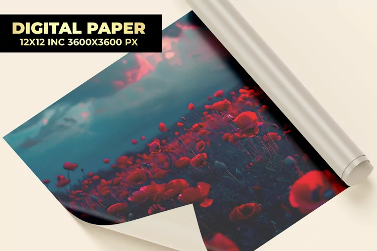 Field Of Poppies Digital Paper