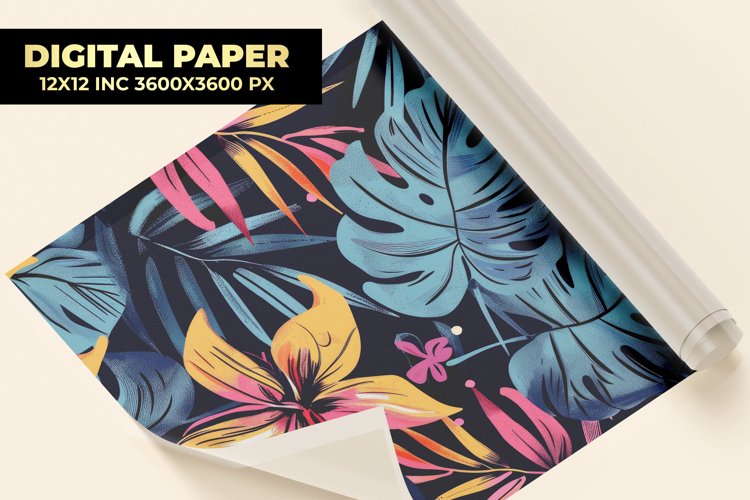 Colorful Flower Digital Paper example image 1