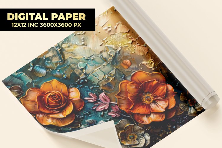 Flowers Painting Digital Paper example image 1