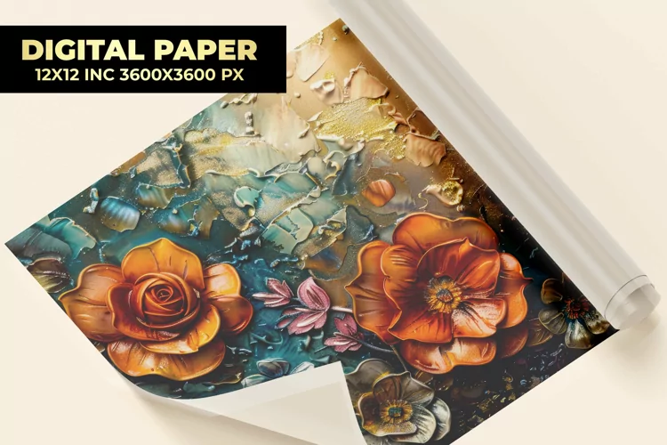 Flowers Painting Digital Paper