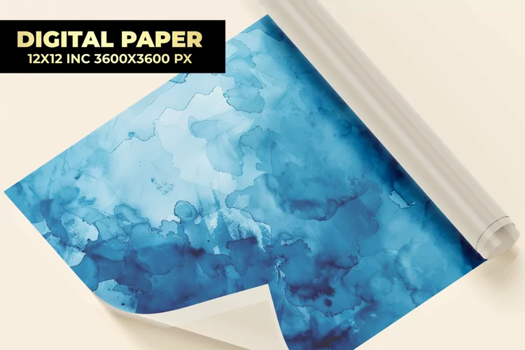 Blue Watercolor Digital Paper