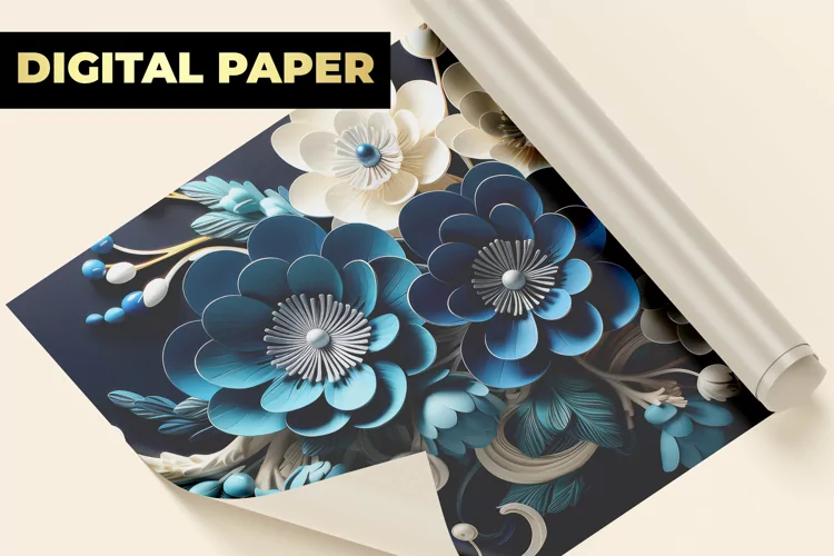 3D Flower Digital Paper