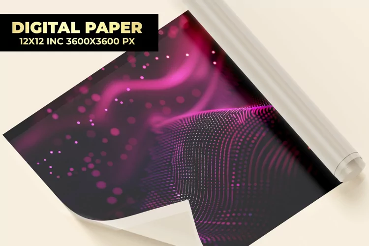 Waves Glowing Particles Digital Paper