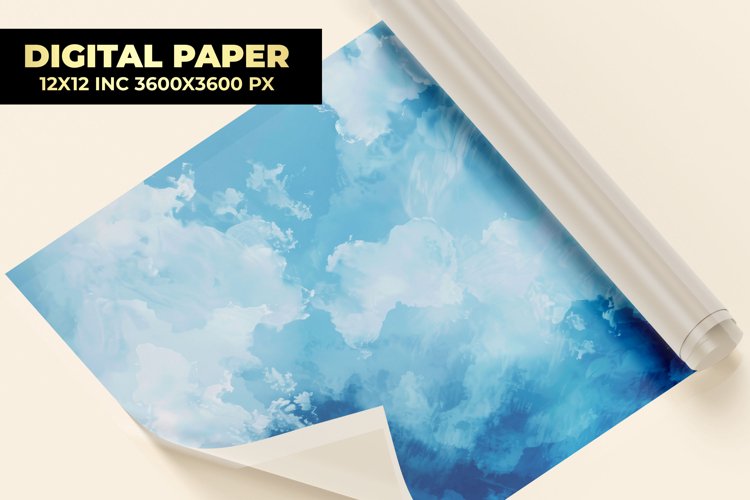 Blue Watercolor Digital Paper example image 1