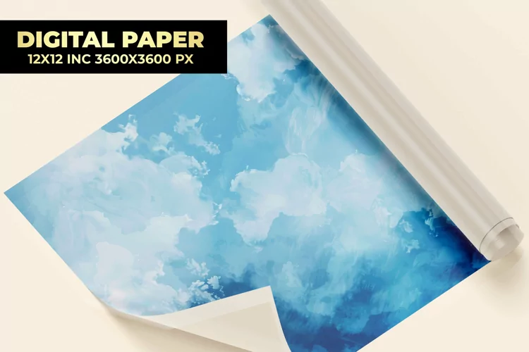 Blue Watercolor Digital Paper