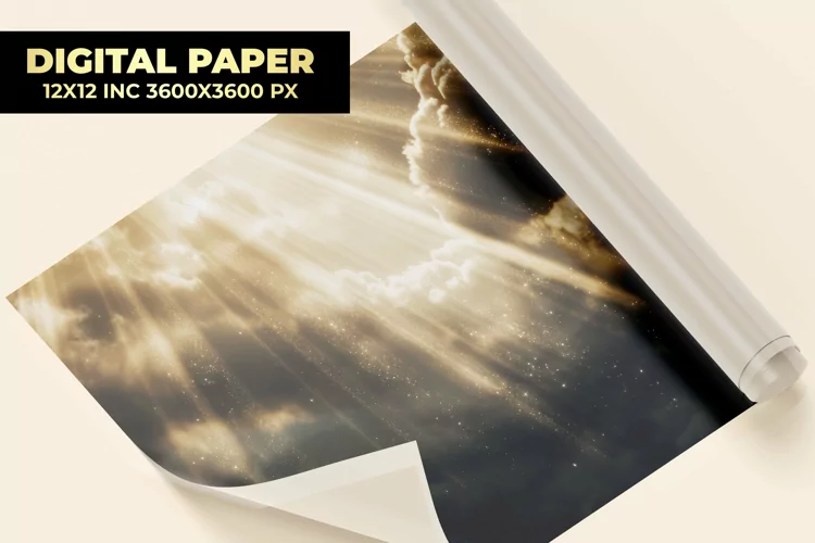 Sunrays With Clouds Digital Paper