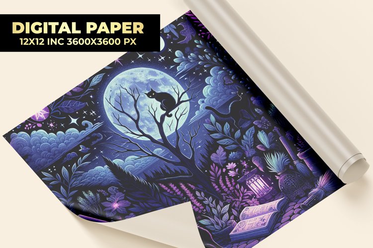 Witchy Night Digital Paper example image 1