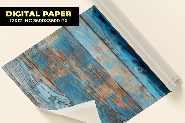 Blue Wooden Digital Paper