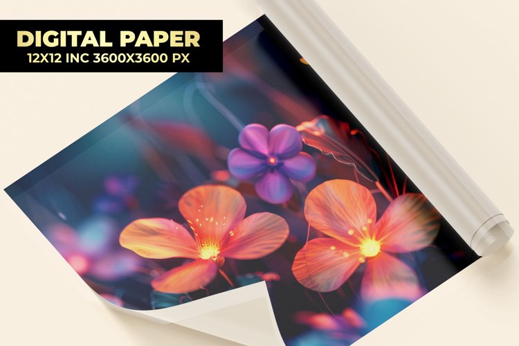 Colorful Flower Digital Paper example image 1