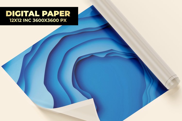 Blue Paper Cut Digital Paper example image 1