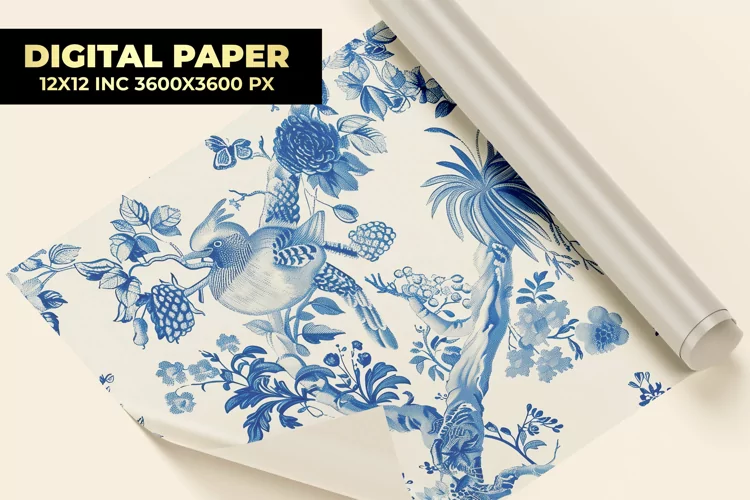 Flower With Bird Digital Paper