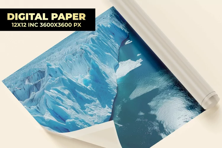 Lake With Glacier Digital Paper