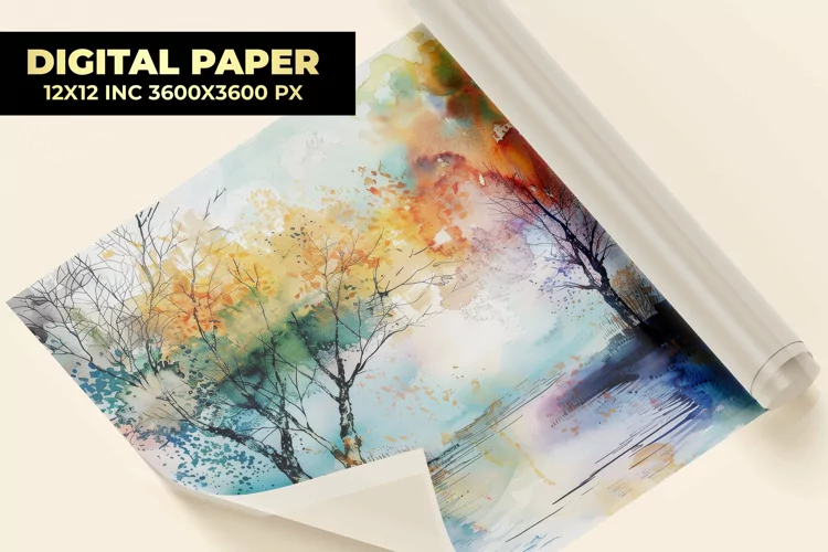 Watercolor Branch Digital Paper