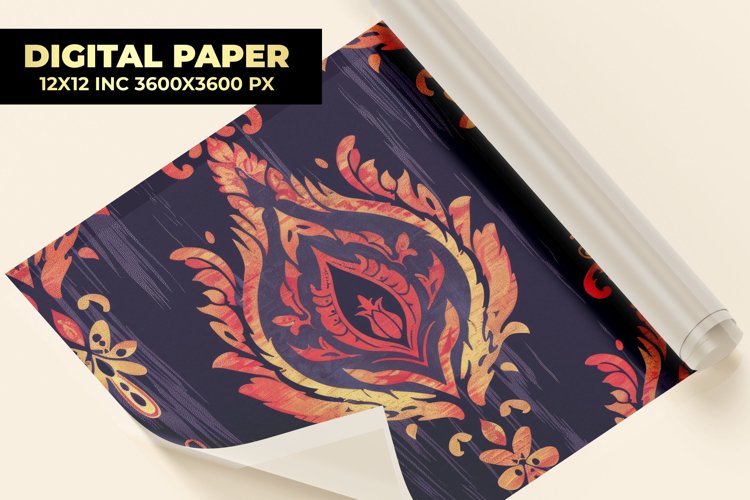 Damask Pattern Digital Paper example image 1