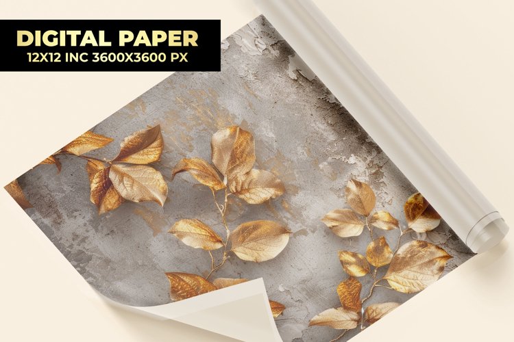 Golden Leaves Digital Paper example image 1