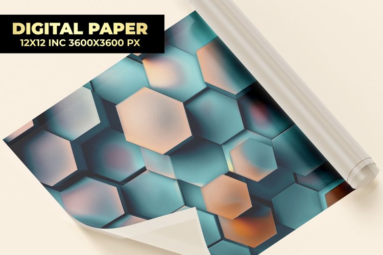 Blue Hexagonal Digital Paper example image 1