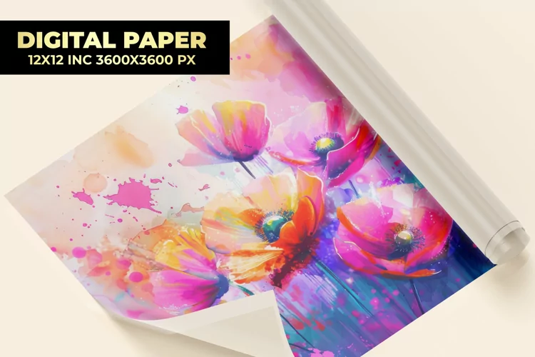 Watercolor Flower Digital Paper