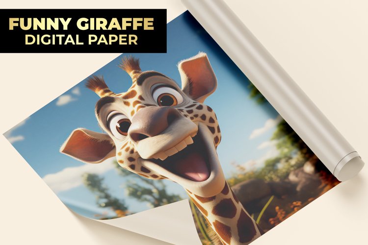 Funny Giraffe Digital Paper example image 1