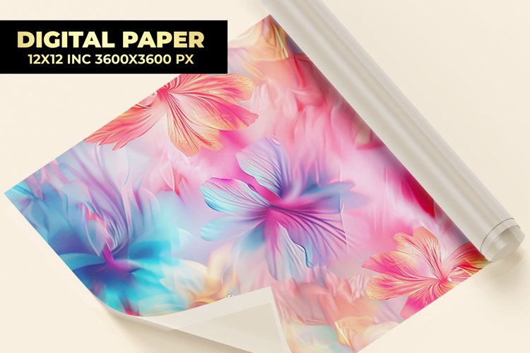 Watercolor Flower Digital Paper example image 1
