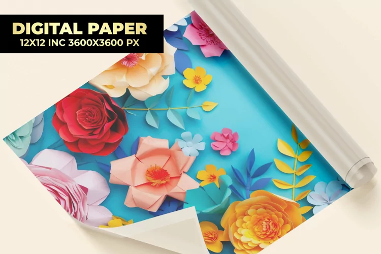 Paper Art Flower Digital Paper
