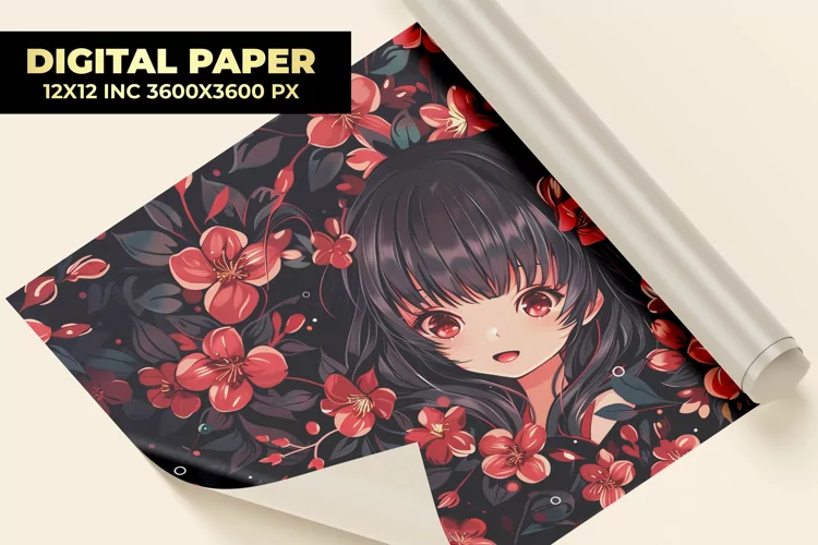 Girl With Flower Digital Paper