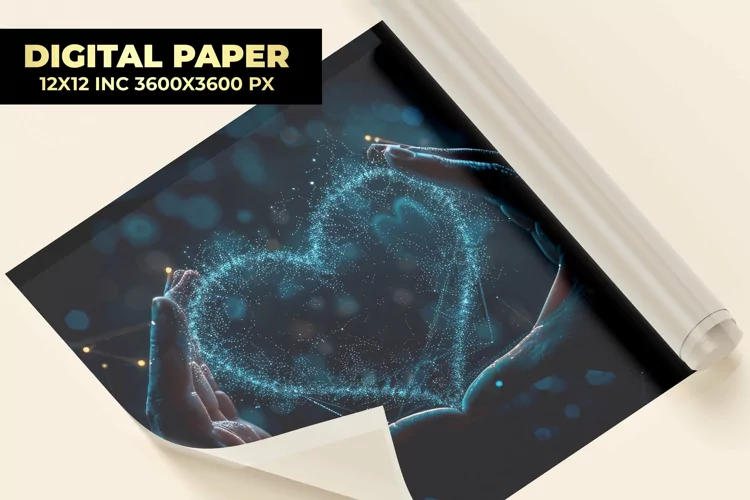 Hand With Heart Digital Paper