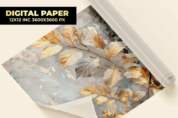 Golden Leaves Digital Paper