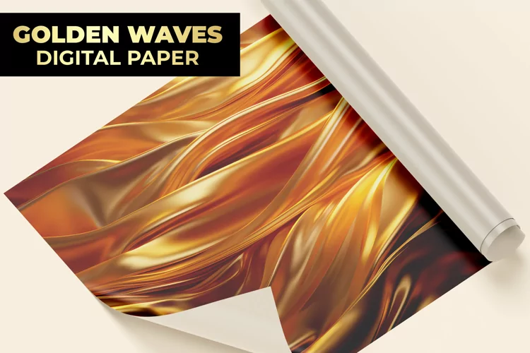 Golden Waves Digital Paper
