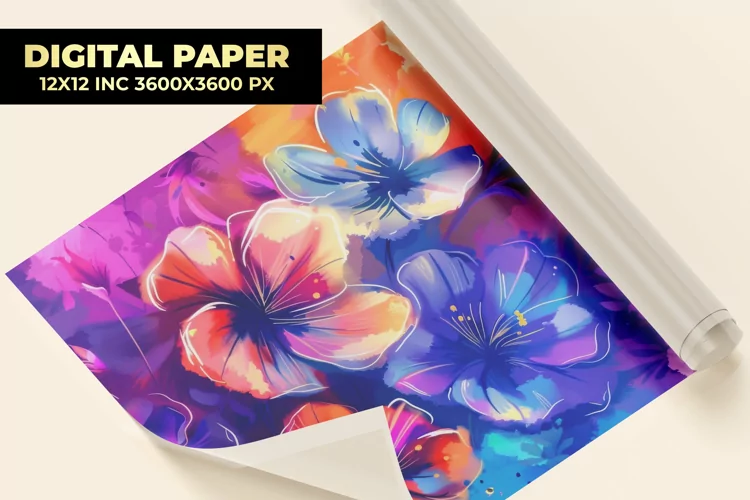 Watercolor Flower Digital Paper