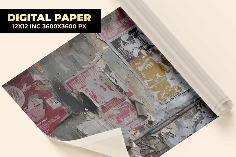 Vintage Billboard With Torn Poster Digital Paper