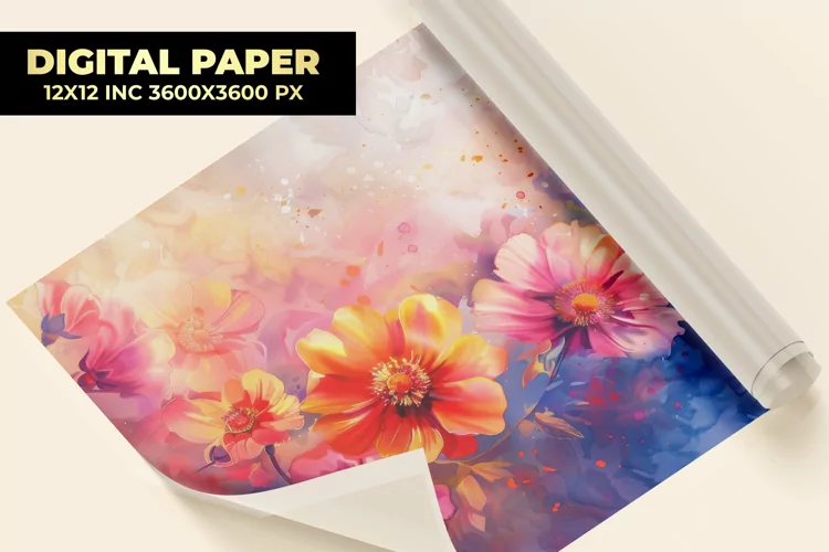 Watercolor Flower Digital Paper