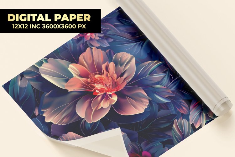 Glowing Flowers Digital Paper example image 1