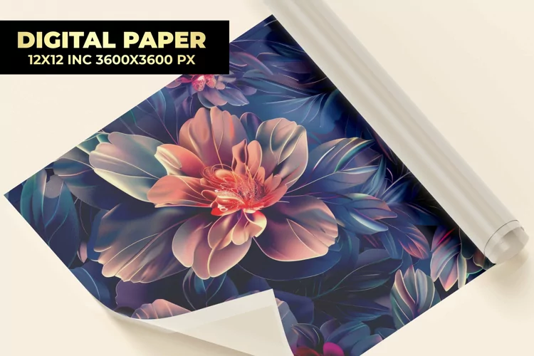 Glowing Flowers Digital Paper