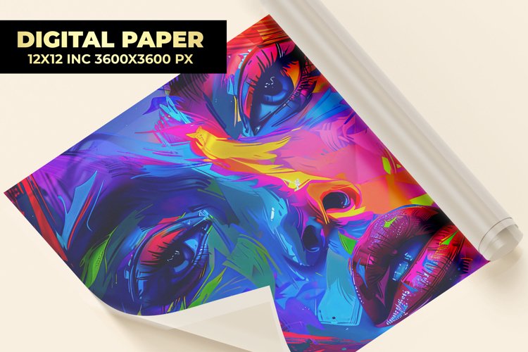 Woman Painting Digital Paper example image 1