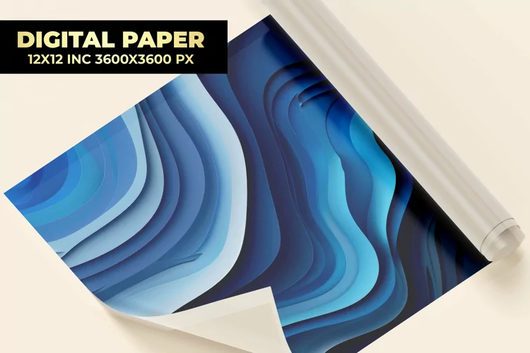Blue Wavy Digital Paper