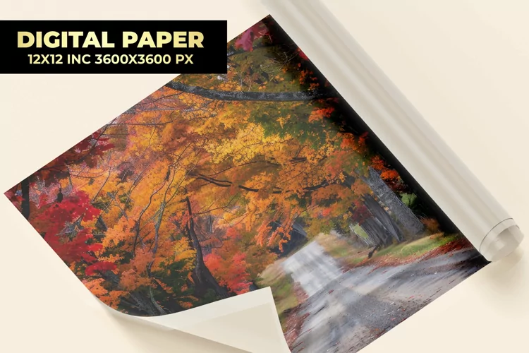 Autumn Road Digital Paper
