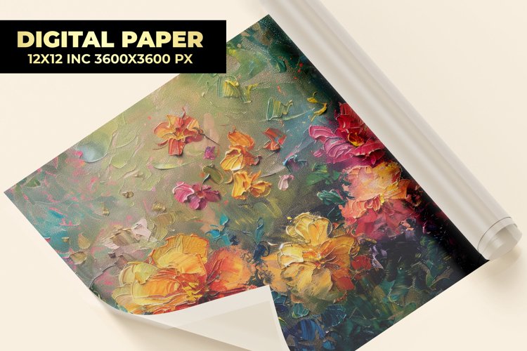 Flowers Painting Digital Paper example image 1