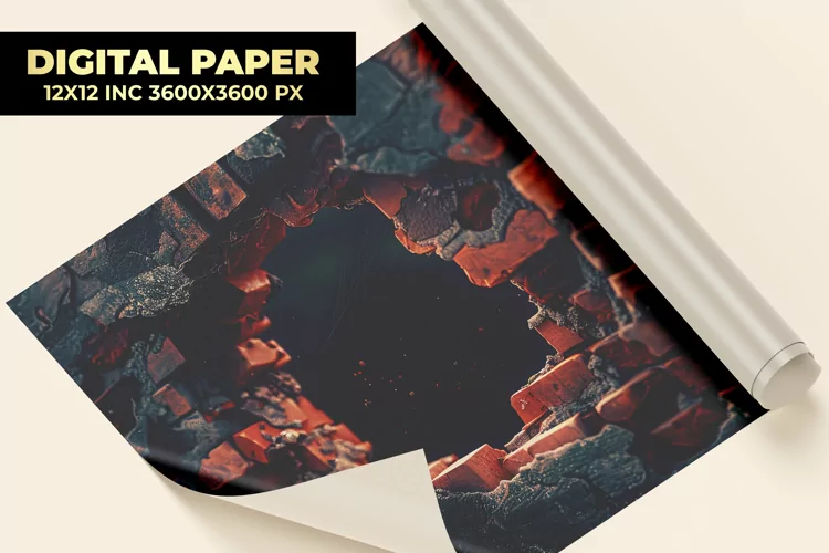 Wall With Hole Digital Paper