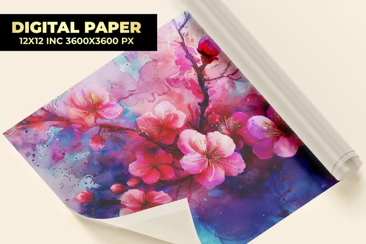 Watercolor Flower Digital Paper
