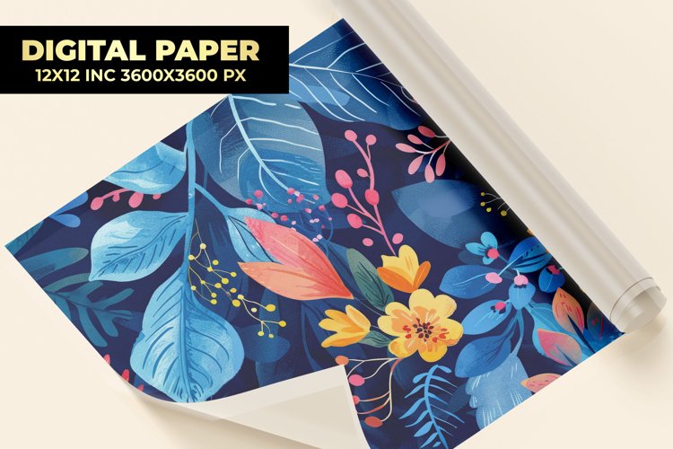 Colorful Floral Digital Paper example image 1