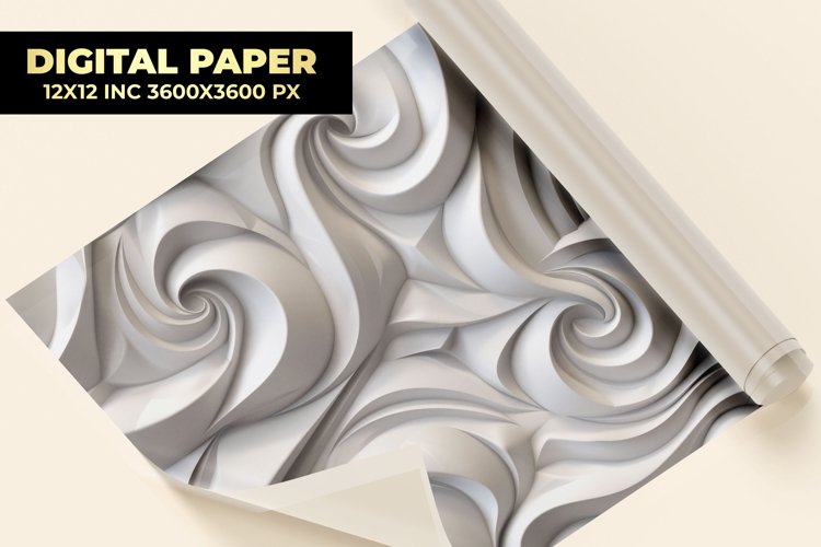 Silver Wavy Digital Paper example image 1