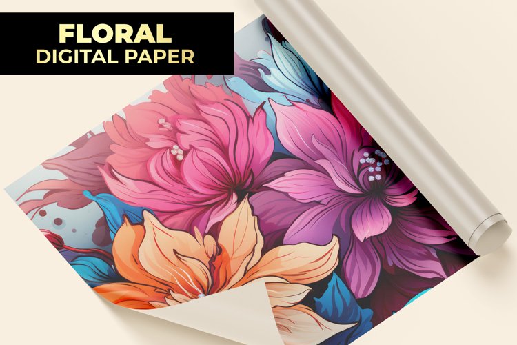 Floral Digital Paper example image 1